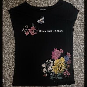 Black Floral Short Sleeve Tee